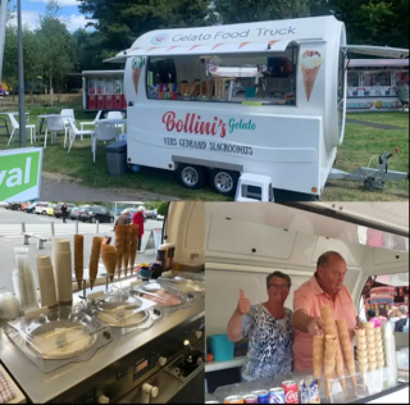 Bollini’s slagroomijs, ijsfoodtruck uit Noord-Holland, te huur via Feestkarhuren.nl