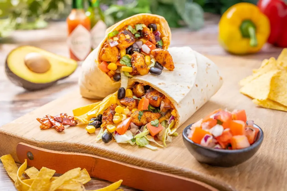 Een doorgesneden burrito