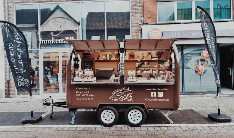 Chocolade Sil, foodtruck voor desserten uit Vlaams-Brabant, te huur via Feestkarhuren.nl