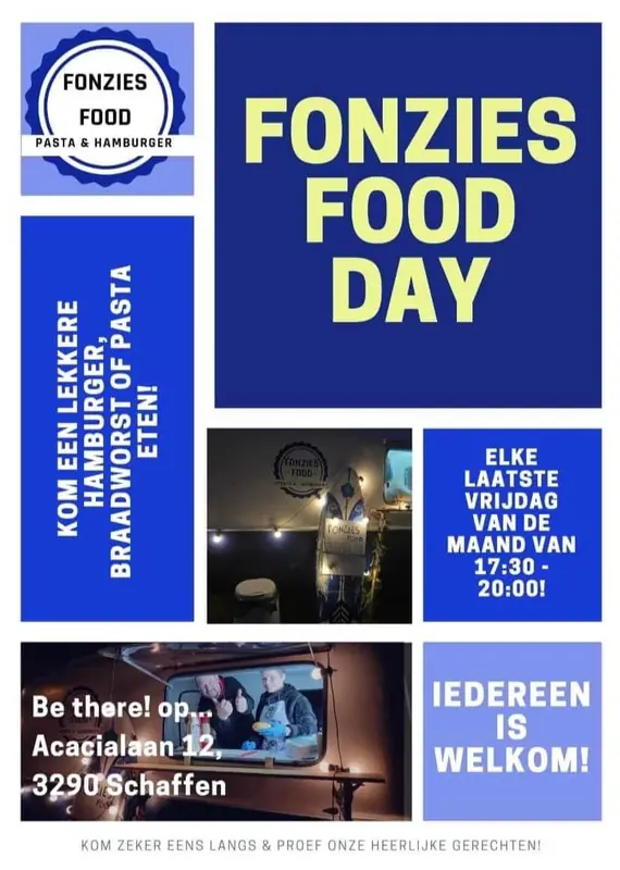 Fonzies Food, pastafoodtruck uit Antwerpen, te huur via Feestkarhuren.nl