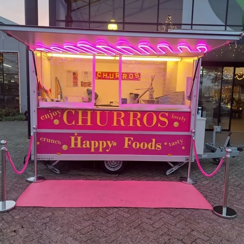 Happy foods churros, foodtruck voor zoete lekkernijen uit Noord-Brabant, te huur via Feestkarhuren.nl
