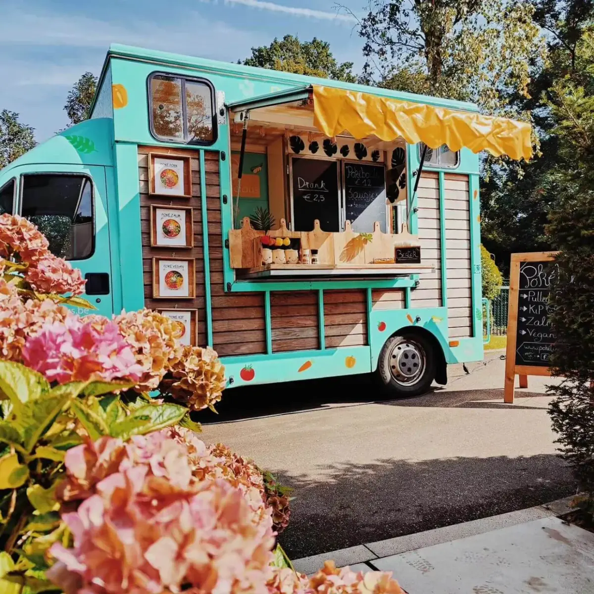 De groene truck van Pastalicious en Pokélicious