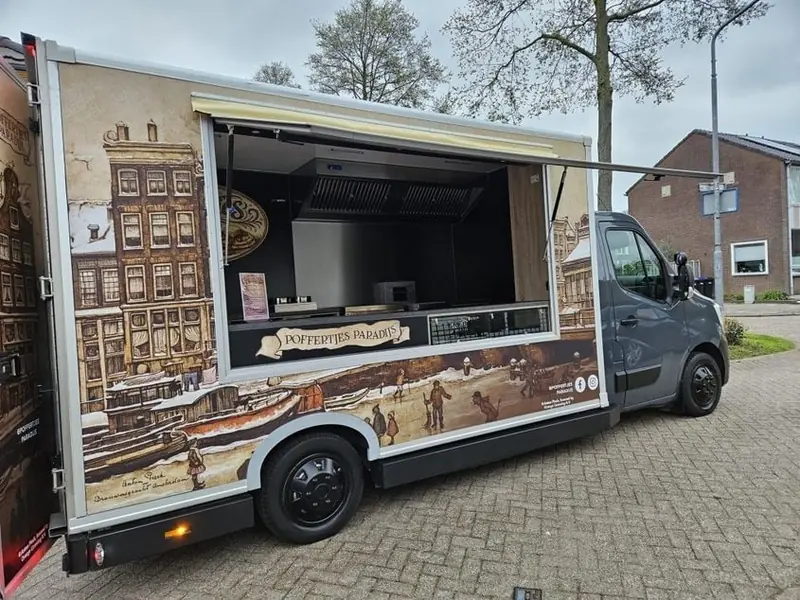Poffertjes Paradijs, foodtruck voor zoete lekkernijen uit Zuid-Holland, te huur via Feestkarhuren.nl