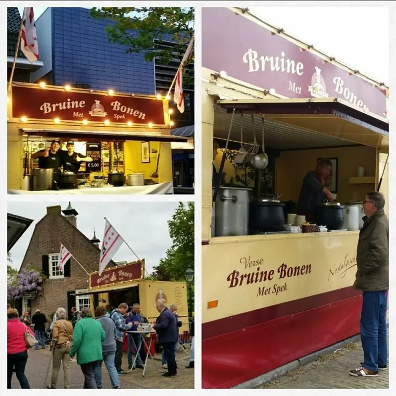 Strietfood Verse Bruine Bonen met Spekjes, streetfoodtruck uit Drenthe, te huur via Feestkarhuren.nl