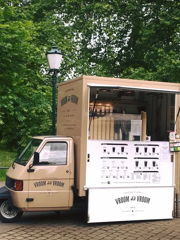 Vroom Vroom Coffee, koffiebar op wielen, te huur via Feestkarhuren.nl
