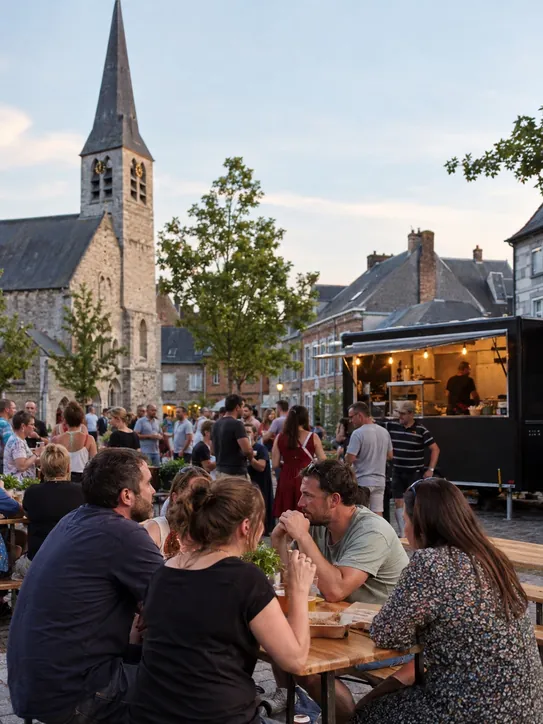 Dorpsfeest op het plein, Henegouwen