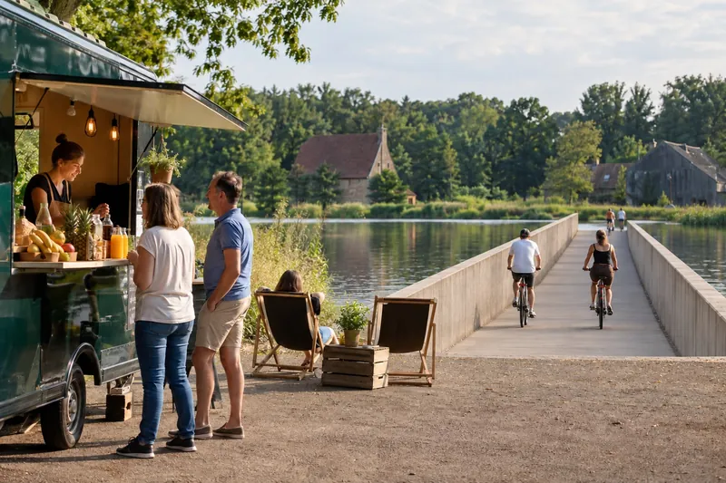Smoothiebar bij Fietsen door het water in Bokrijk, Limburg