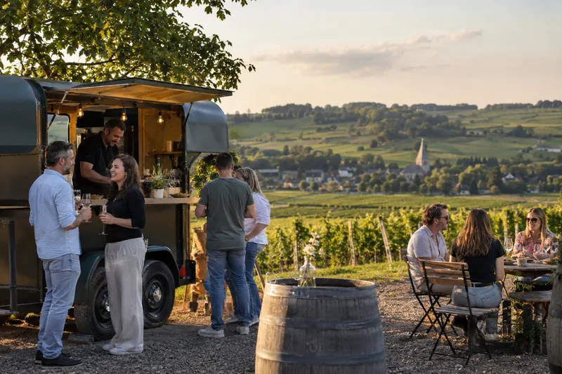Wijnbar in een wijngaard in het Heuvelland, Limburg