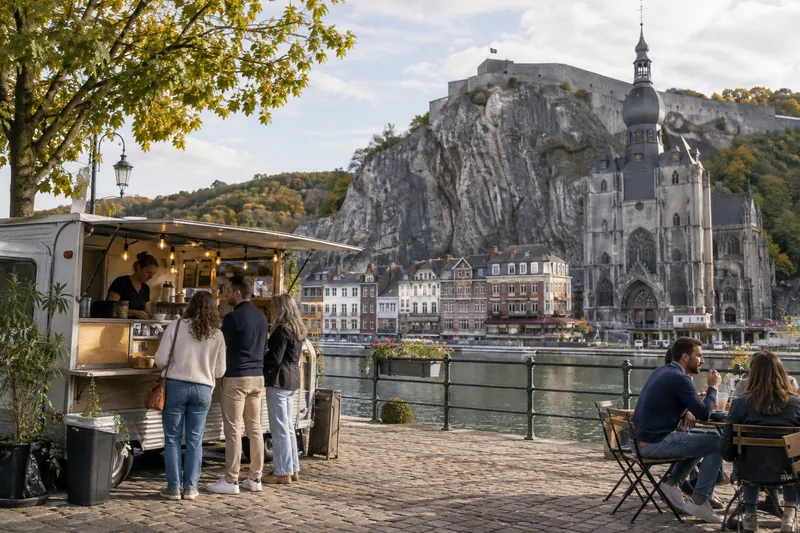 Crêpetruck bij Dinant aan de Maas, Namen