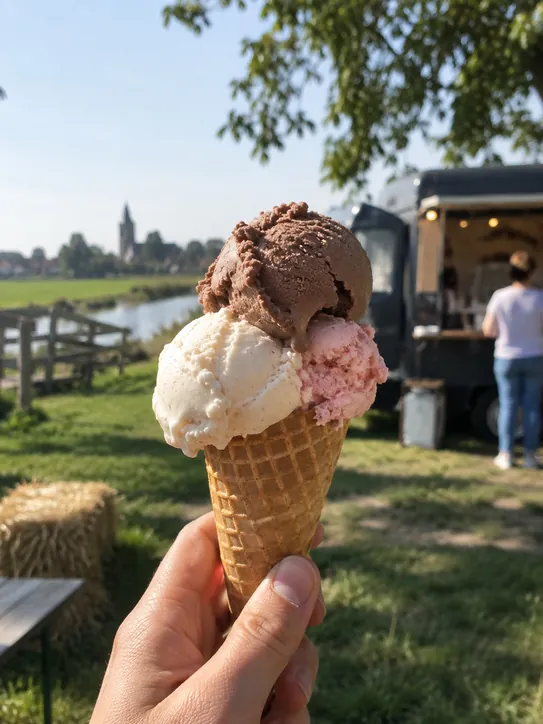 Bolletjes ijs in een hoorntje, Overijssel