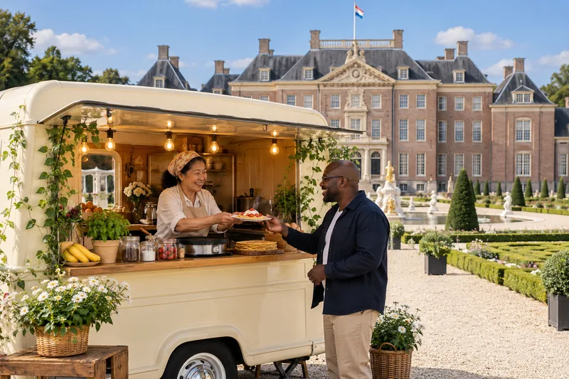 Crêpekraam voor Paleis Het Loo in Apeldoorn