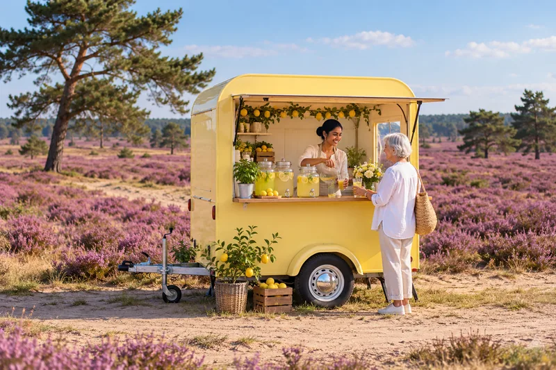 Limonadekraam op de bloeiende Ginkelse Heide bij Ede