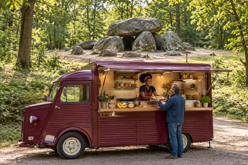 Pannenkoekentruck bij een hunebed in de Emmerdennen bij Emmen