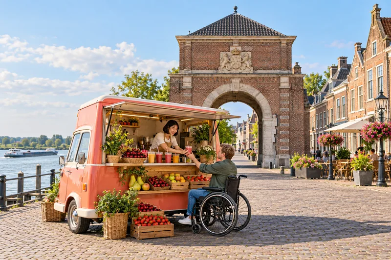 Smoothiebar met Betuws fruit op de Waalkade in Tiel bij de Waterpoort